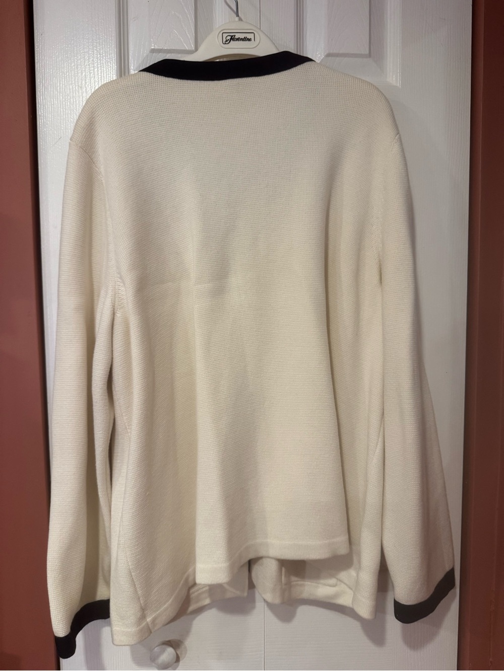 Talbots Cream Cardigan with Black Tipping, Size 3X Petite - Picture 2 of 4